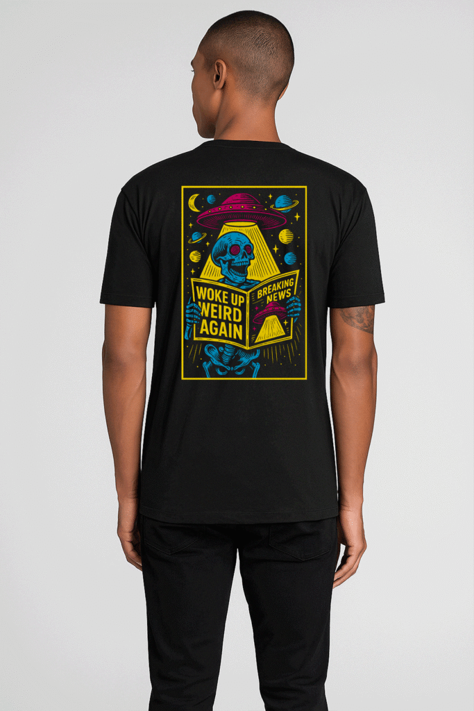 Black t-shirt UFO back